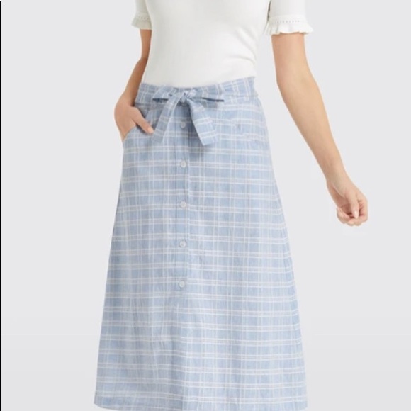 Draper James Dresses & Skirts - Draper James linen blue checker skirt NWT